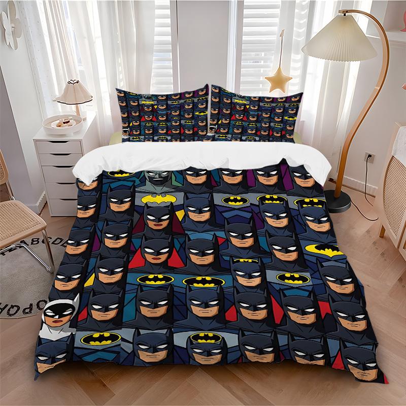 

3pcs Batman Pattern Bedding Set, Soft Polyester Duvet Cover and Pillowcases Machine Washable Seasons all suitable & Guest Room Decor239 135x200cm