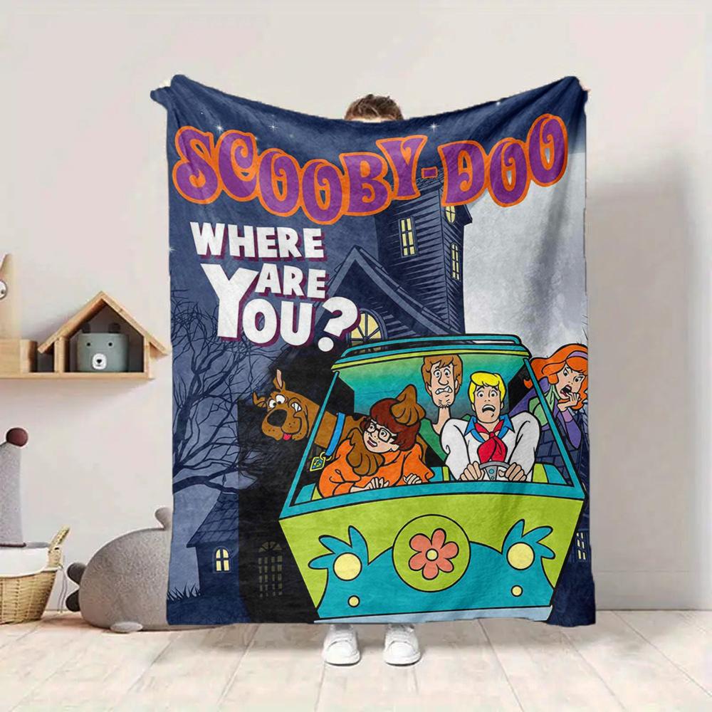 1Pc Scoobydoo Mystery Night Flannel Blanket, Soft And Comfortable, Casual Warm, Camping Travel, Christmas, Halloween Xmas Gift L136