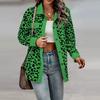 Flip Collar Cardigan Long Sleeved Leopard Printed Coat Women's Button Up High Street Fashion Autumn Jacket