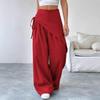 Irregular Loose Lace-up Suit Pants for Women New Design Slim Wide Leg Pants for Women Office Solid Color Spring Autumn Casual Office Fashion Trousers