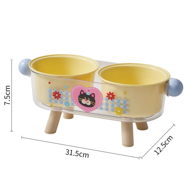 Stainless Steel Elevated Anti-Slip Double Pet Bowl with Cervical Protection
