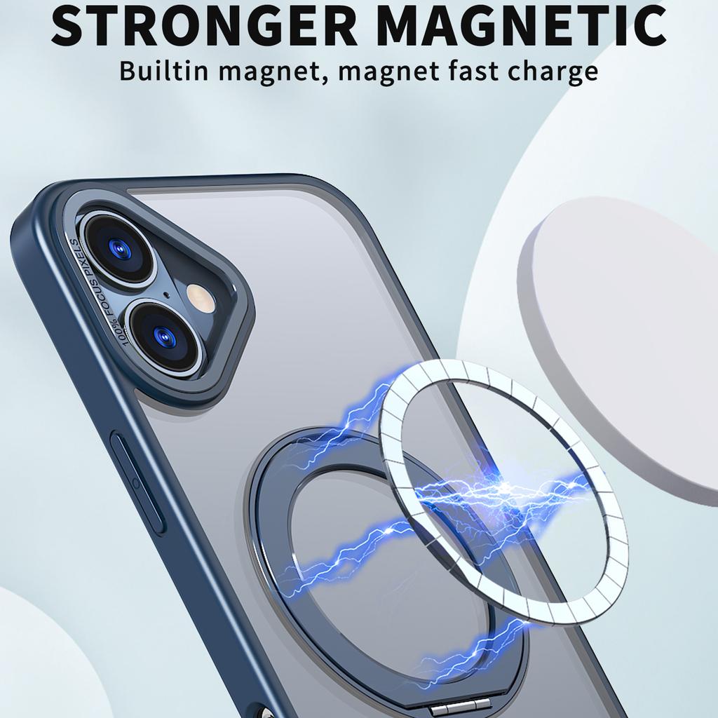 For iPhone 16 Plus Case Compatible with MagSafe TPU+Acrylic Kickstand Phone Cover
