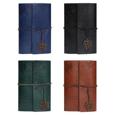 A 6 PU Leather Notebook Travel Notebook Retro Maple Leaf Notebook Journal Notebook Diary Notepad for Writing