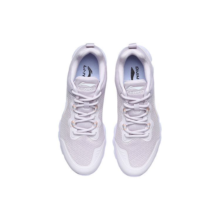 Li-Ning Shock Absorbing Breathable Low Top Running Shoes Women sneaker Light-Gray Purple ARHR136-2