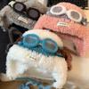 with Glasses Wool Beanie Hat Thickened Pullover Cap New Winter Plush Flight Hats  Cold Weather