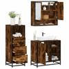 3 Piece Bathroom Furniture Set In Smoked Oak Wood Based Material