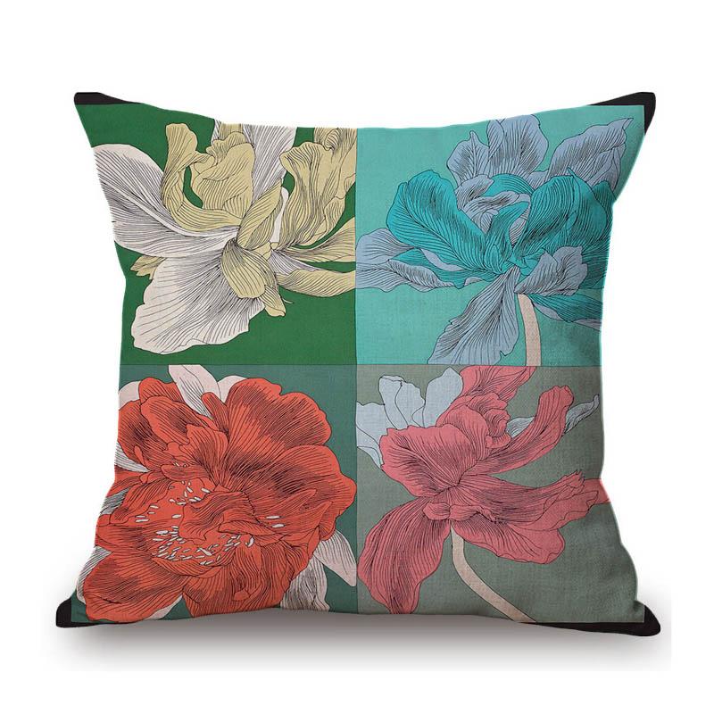 18" Pop Art Iris Flower Fashion Cotton Linen Innovative Home Decoration Sofa Throw Pillow Case Modern Art Cushion Cover 45X45Cm
