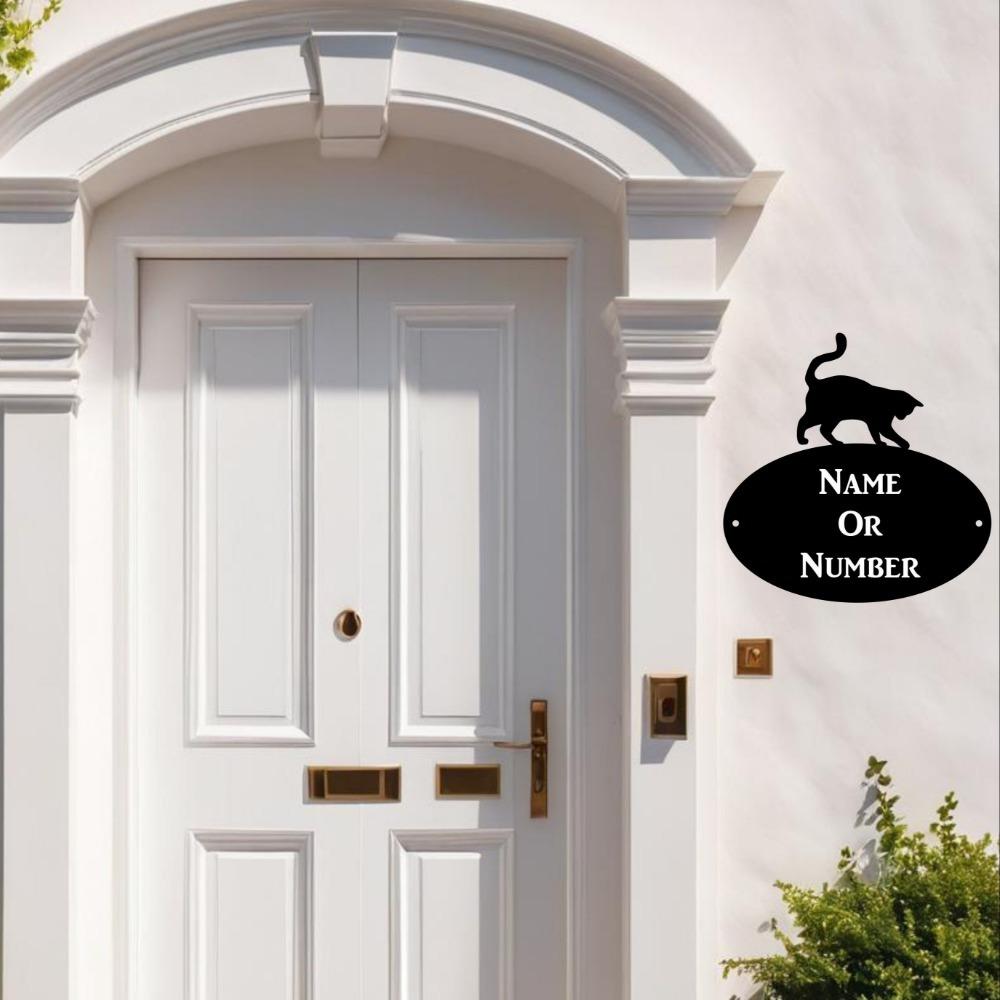 Metal Sign Cat Silhouette Wall Art Customizable Front Door Living Room Decoration Gift