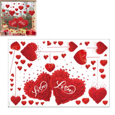 Valentine's Day Window Clings Reusable Red Love Hearts Static Window Stickers for Valentine's Day Wedding Party Birthday Supplies