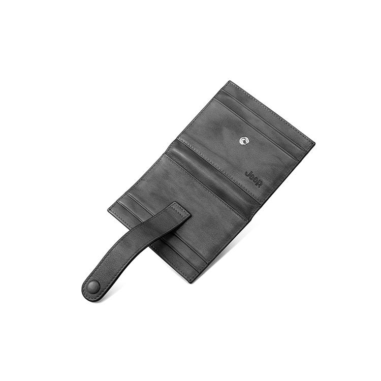 New Jeep Genuine Leather Small Card Holder Men's Light Gray 920040460