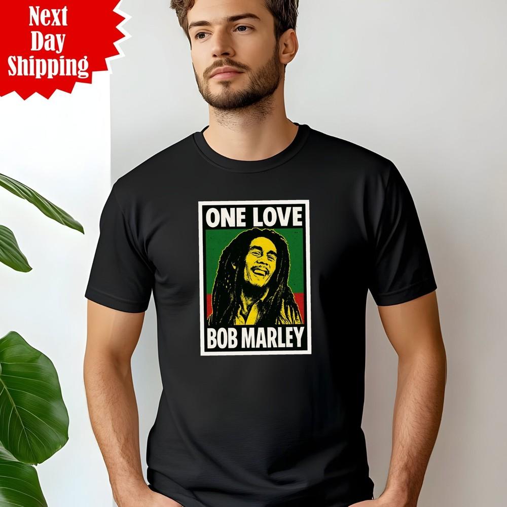 

One Love T Shirt Bob Marley Printed Jamaican Reggae Pride Music Lover Gift T Top M