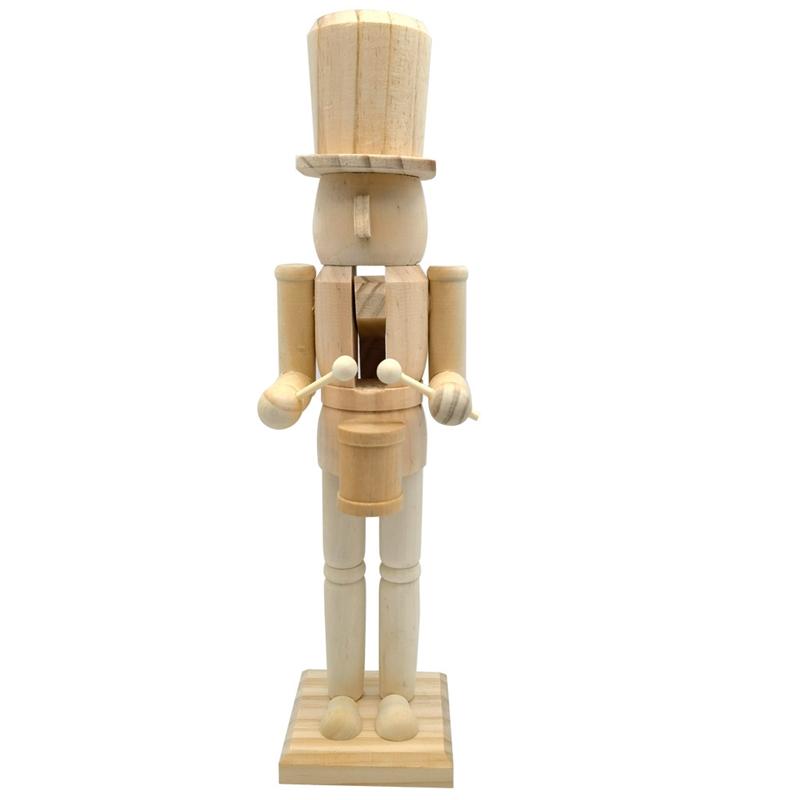 Classic 38cm White Unpainted Nutcracker Soldier Wooden Figure For Christmas Table Centerpiece Home Decor For Adults Holiday Gift
