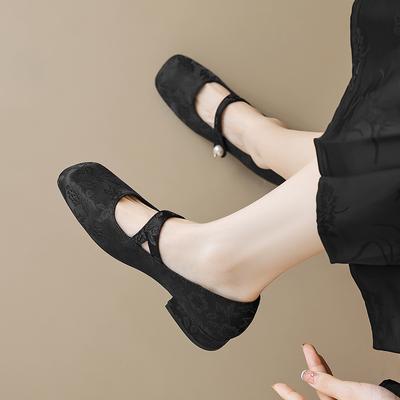 Chaussures Mary Jane à talon bas pour femmes avec bride à la cheville Chaussures habillées confortables antidérapantes pour femmes Chaussures Mary Jane à bout fermé carré Chaussures décontractées à talons épais