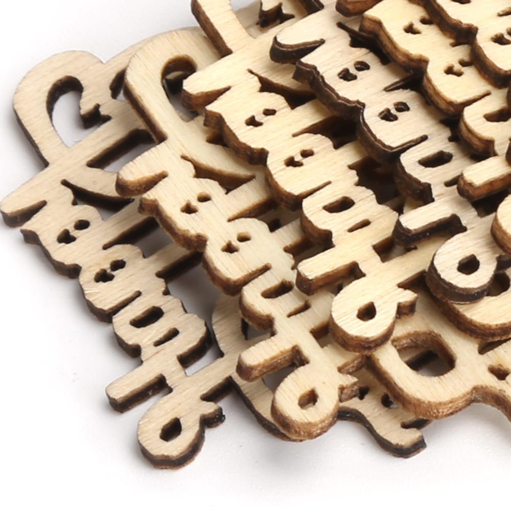 20pcs Hollow Cutout Wood Cutout Words Mini Size Wooden Party Prop For Birthday Party