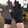Men's and Women's Anti Slip Work Gloves Motorcycle Riding Sports Gloves Lightweight Breathable Exposed Two Finger Gloves
