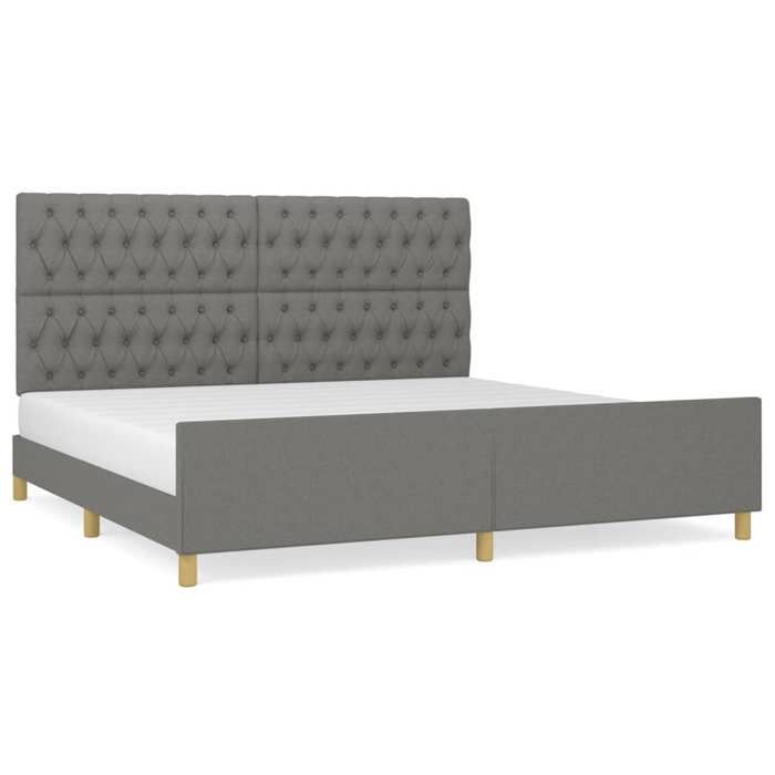 VidaXL Bed Frame with Headboard Dark Grey 200x200 Cm Fabric3125325
