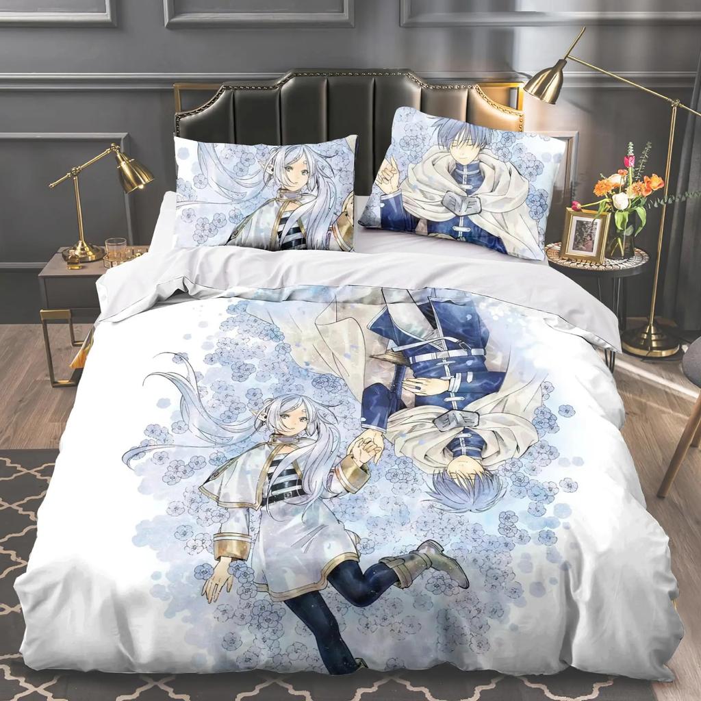 Anime Frieren Bedding Set Boys Girls Twin Queen King Size Duvet Cover Pillowcase Bed Boys Adult Home Textileextile