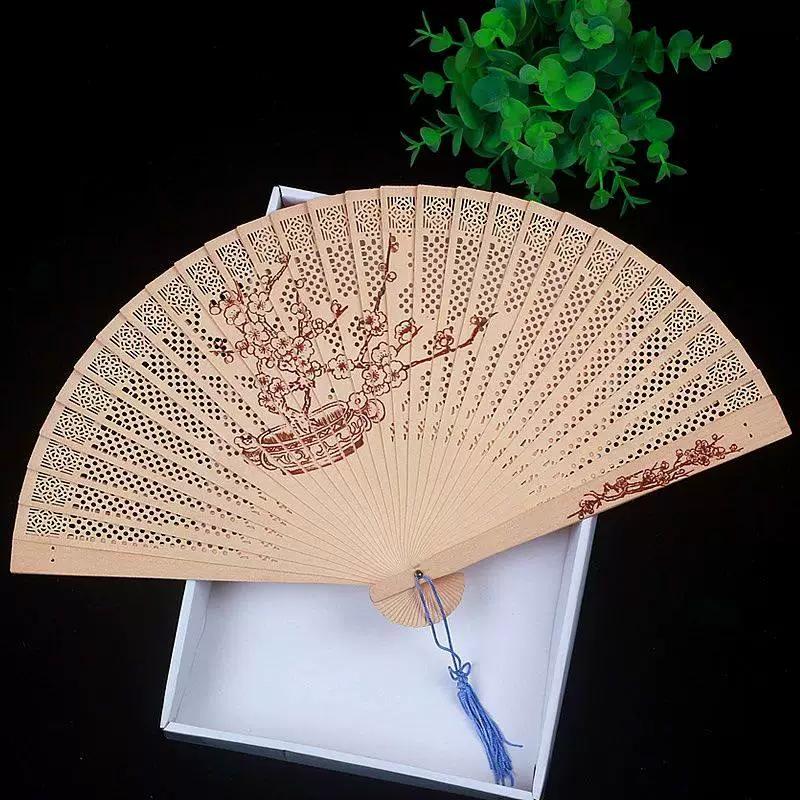 Chinese Style Handmade Small Women's Incense Wood Fan, Sandalwood Fan, Ancient Style Folding Fan, Hollow Classical Women's Fan, Portable