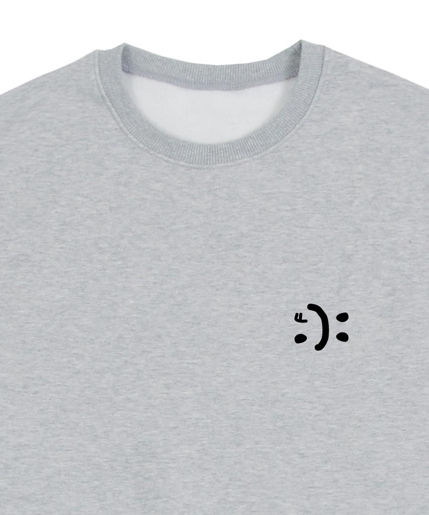 GRAVER [Unisex] Small Double Drawing Smile Sweatshirt_Gray