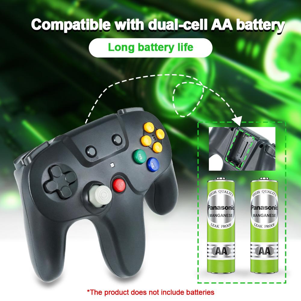 2.4GHz Wireless Controller for N64 Gamepad for N64 Console Built-in Vibration Motor & Turbo Function N64 Joystick