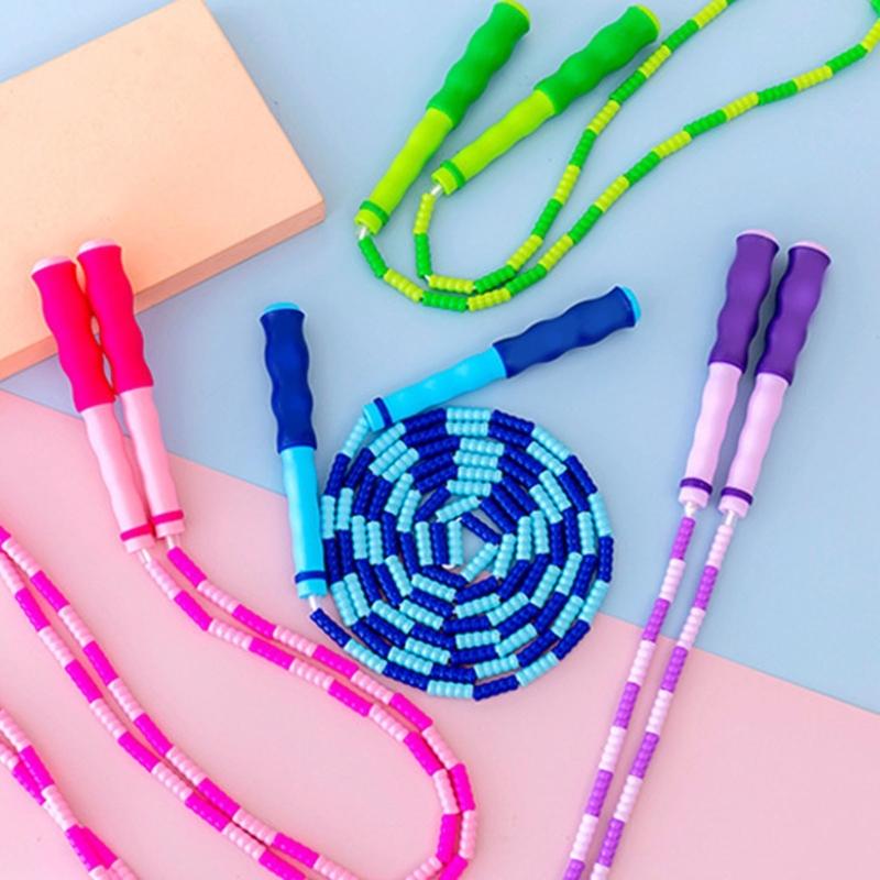 Miękka skakanka z koralikami dla dzieci, regulowana długość, skakanka segmentowa, prezent