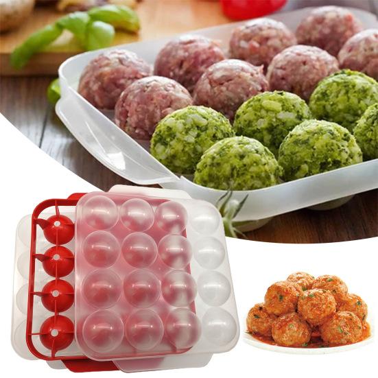 Multi-Function DIY Rice Ball Meatball Mold Transparent Cover Red Meatball Making Tray