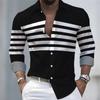 Spring/Autumn New Arrival Men's Striped Long-Sleeve Shirt - European and American Style Casual Lapel Slim Fit