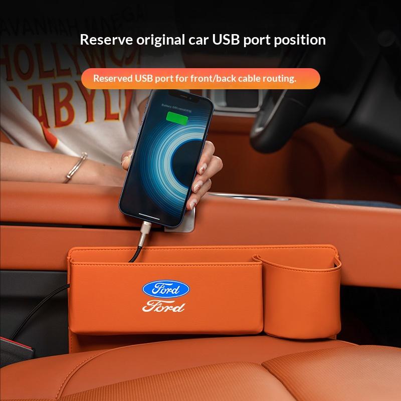 For Ford Mondeo Focus Explorer Escape Kuga Everest Bronco F-150 Ranger Transit Car Leather Seat Gap Storage Box CVX1