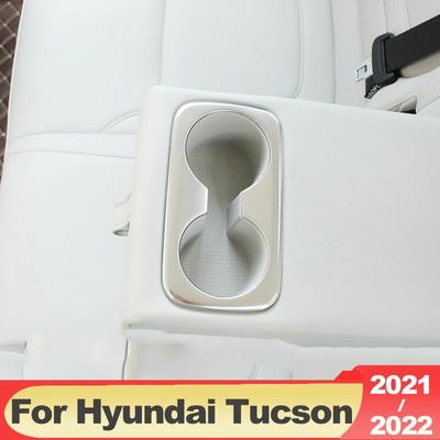 For Hyundai Tucson NX4  2022 2023 Hybrid N Line Car Seat Back Row Water Cup Holder Cover Trim Stainless Steel Accessories