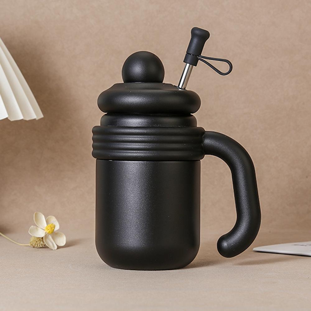 

Stainless steel thermos cup large capacity handle straw cup portable high value water cup 780ml чёрный