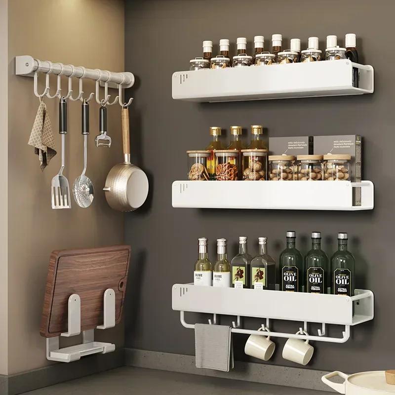 Estante Montado en Pared Estante de Almacenamiento para Especias Accesorios de Cocina Estante Soporte para Cuchillos de Cocina Colgador Estante Organizador de Estantes