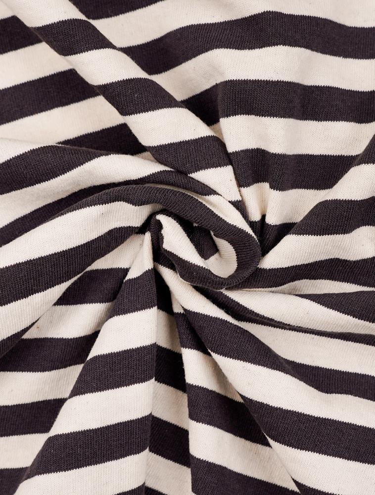 LA MAISON STUDIO Maison Circle Bear Friends Stripe Ringer Short Sleeve Charcoal(Fcg2Ts761W)