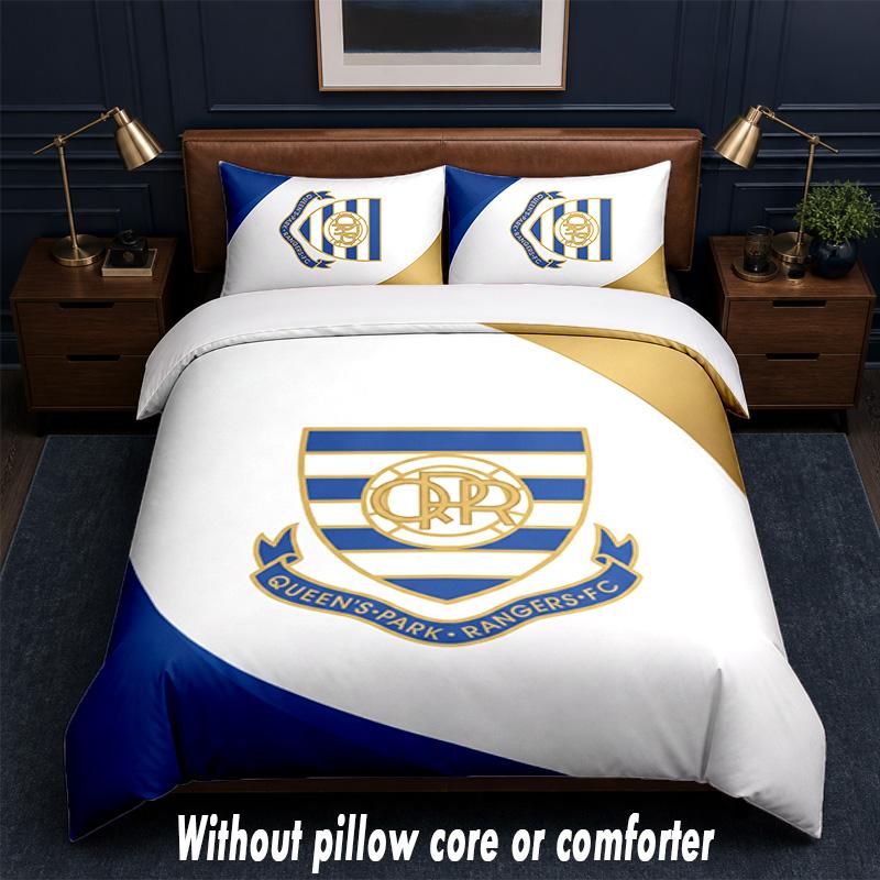 Queens Park Rangers Football Design Bed Bedding Set 1 Duvet Cover + 2 Pillowcases Soft Breathable Household Bed Linens