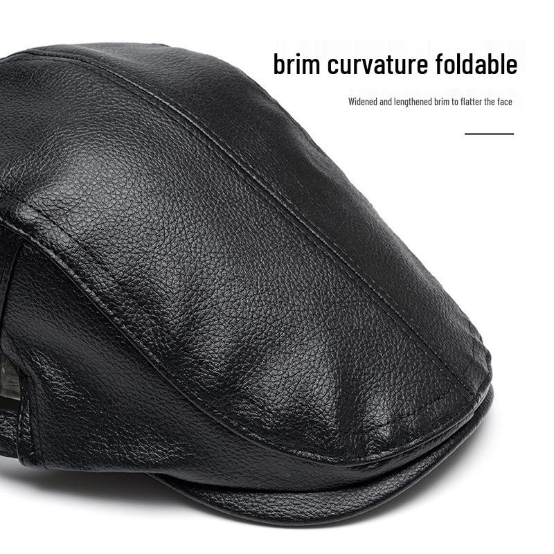 Men's Imitation Sheepskin Duckbill Cap - Stylish Korean, Middle-Aged & Elderly Newsboy Beret for Autumn/Winter.