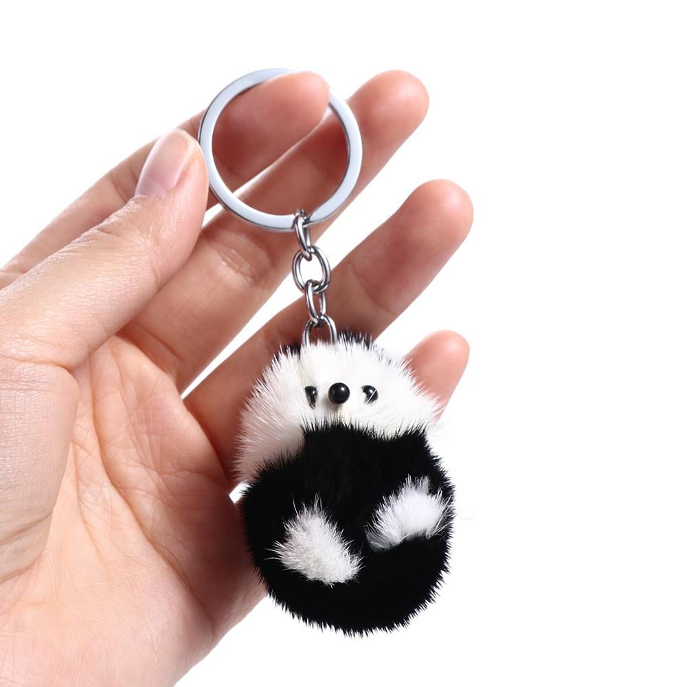 Portachiavi Panda Pelliccia di Vison Morbida Kawaii Bianco Nero Mini Ciondolo Vison Peluche Ripieno Carino Portachiavi in Vison Peluche Ciondolo Borsa