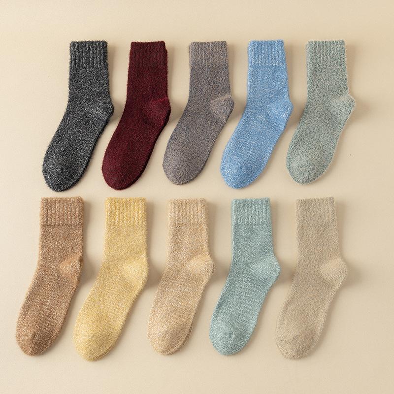 5 Pairs of  Male Autumn and Winter Plush Warm Thickened Floor Mid Calf Socks