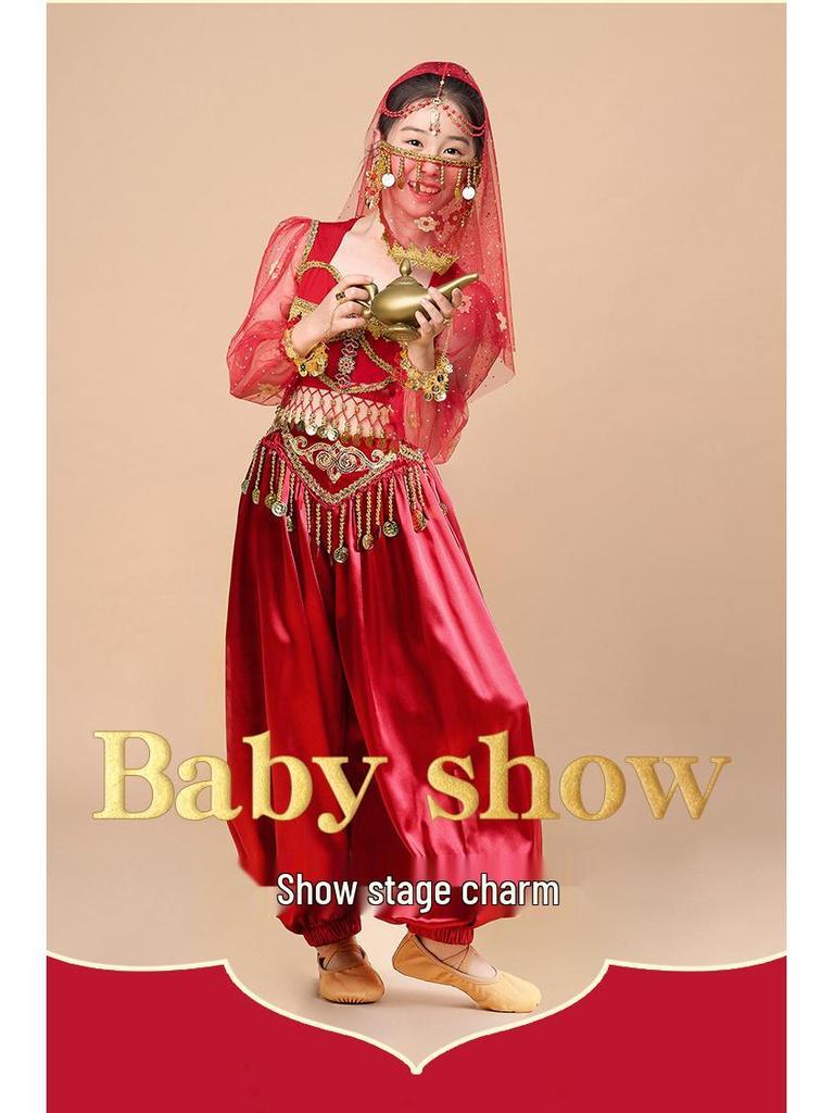 Kinder Indischer Jasmin Prinzessin Tanzkostüm - Ethnische Langarm Performance Outfit