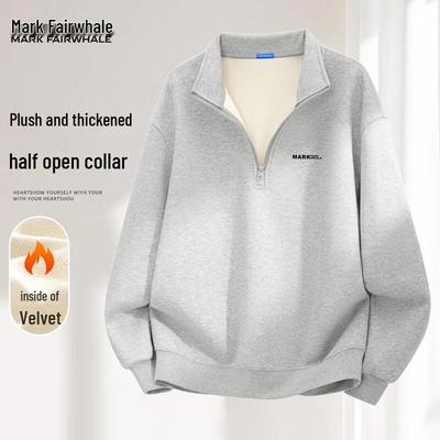 Mark Fairwhale Herren Fleecegefüttertes Stehkragen Half-Zip Sweatshirt