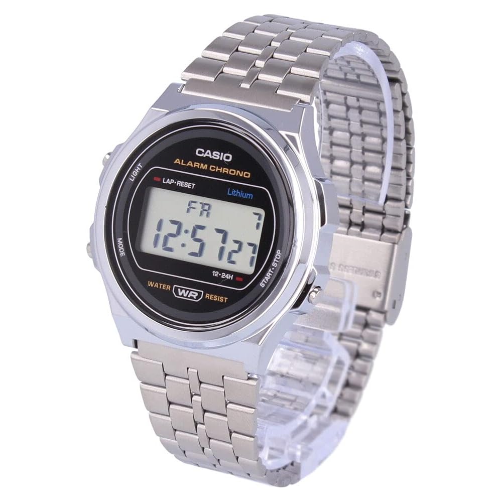 Casio Standard A171WE-1A Stainless Steel Quartz Watch Water Resistant Adjustable Band