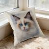 Cat Face Pillow Case White With Blue Eyed Cat Print For Home Decor And Window Seat