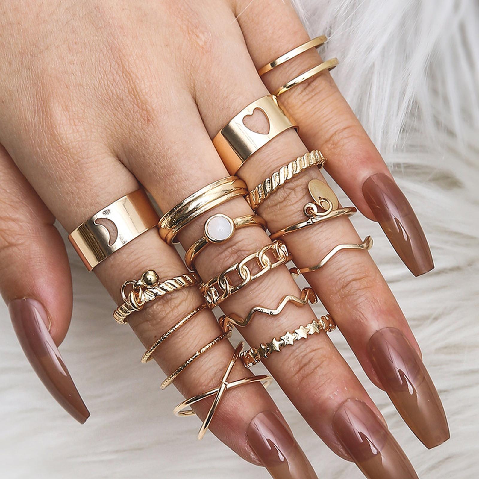 

Золотой Модный Ажурный Набор из 14 Штук One Size золотой