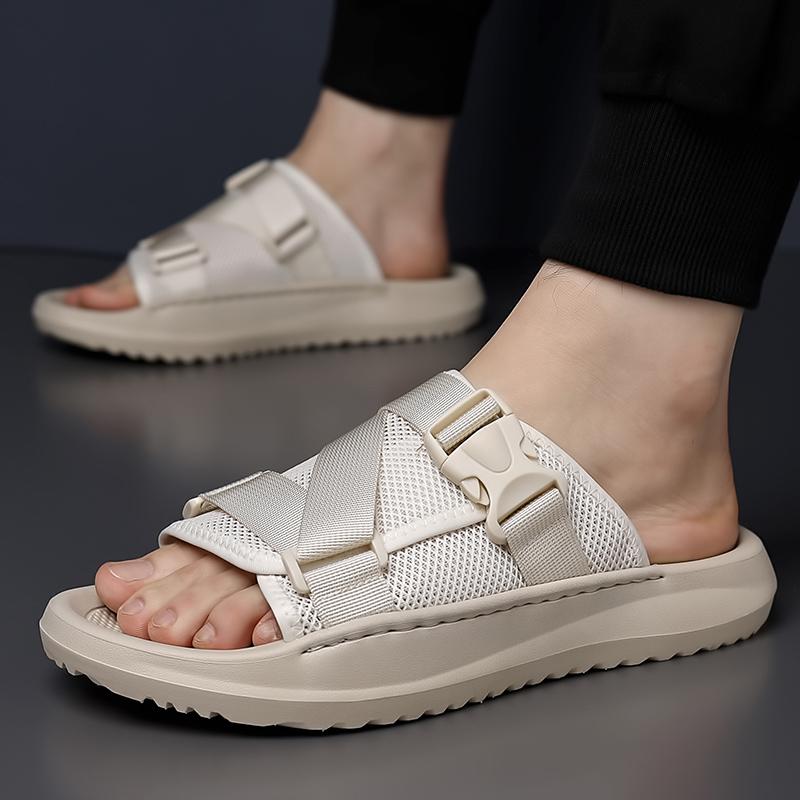 Fashion Lightweight Soft Sole Walking Shoes New Men's Breathable Mesh Slippers Comfortable Beach Sandals Non-Slip Outdoor Slides Flats