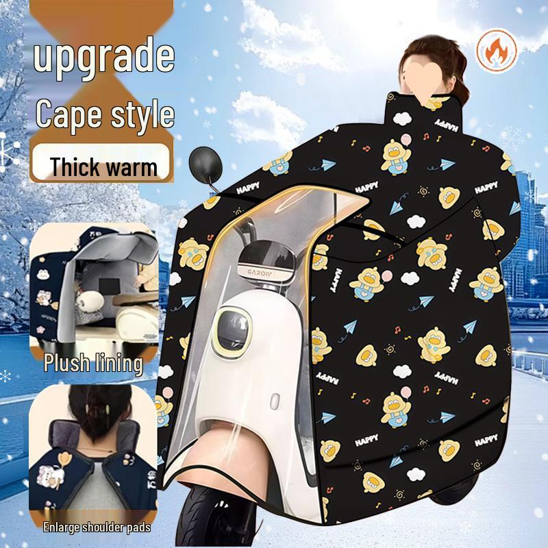 Winter Fleece Lined Windshield Cape: Thickened Windproof Cover for Neck, Shoulder Protection, Warmth & Cold Retention
