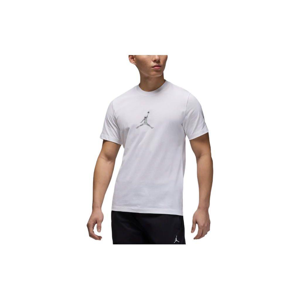 Jordan American Vintage Logo Print Crew Neck T-Shirt With Regular Sleeves Men Tops White FN5989-100