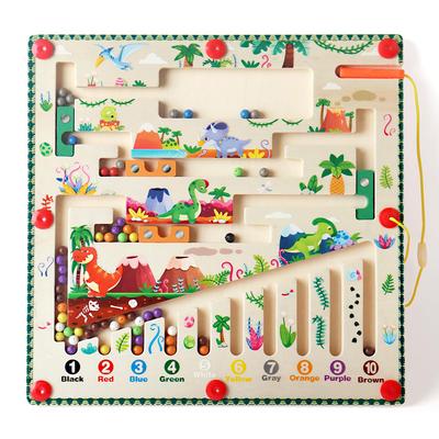 Magnetisches Farb- und Zahlenlabyrinth, Montessori-Spielzeug, Holzpuzzle, Aktivitätstafel, Lernpuzzle, Zähl- und Zuordnungsspielzeug für Kleinkinder