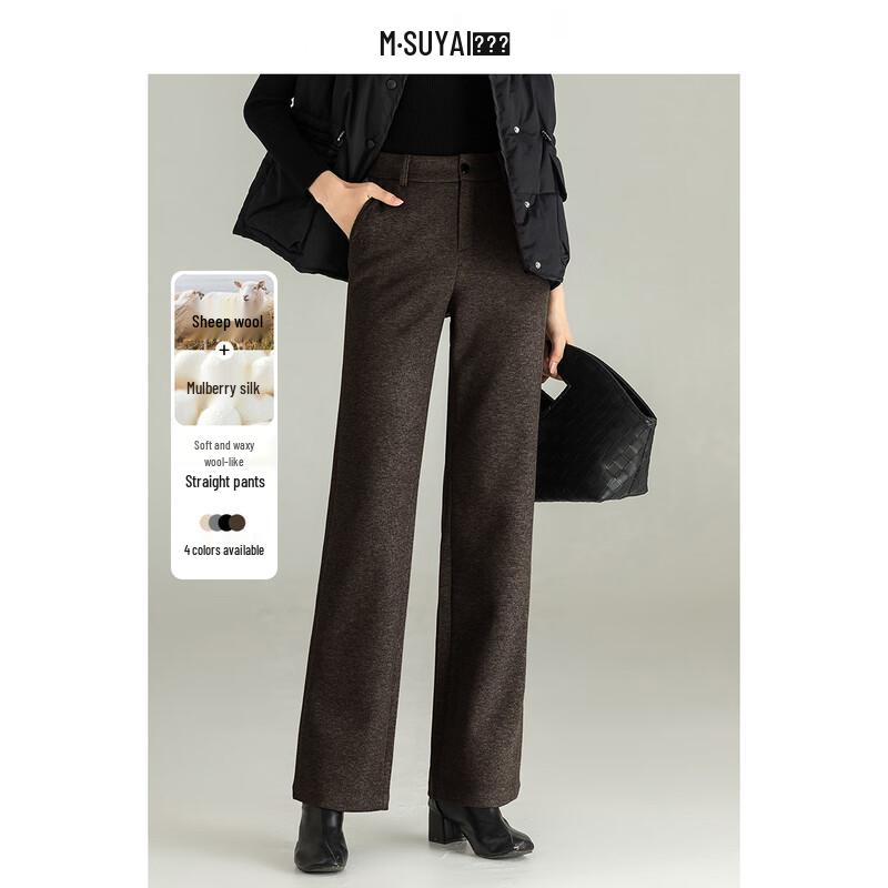 

Women s Warm High-Waist Straight Leg Formal Pants 28