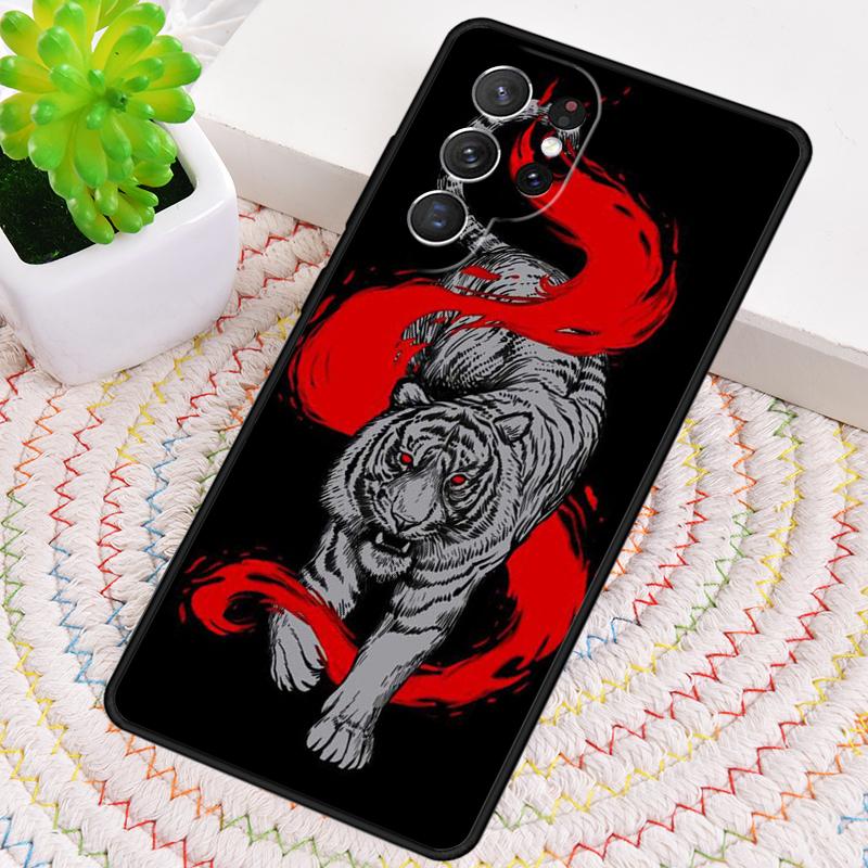 Japanese Tiger pattern Silicone Phone Case For Samsung Galaxy note 10 pro S26 S25 S24 S23 S22 S21 Plus S25Ultra Capa Cover
