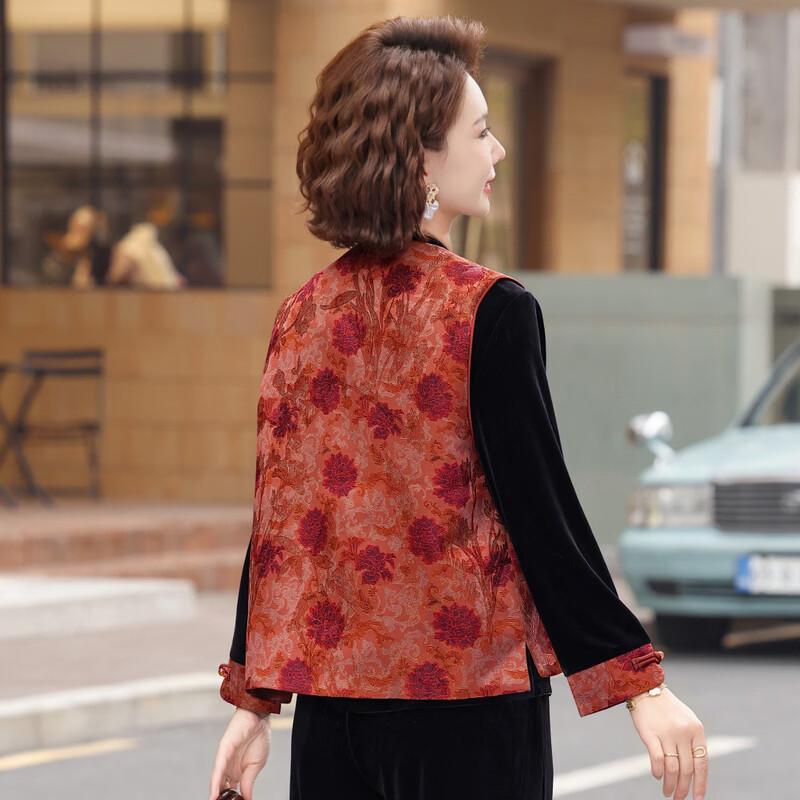 FENGXIAO Women's New Chinese Style Velvet Vest Three-Piece Set