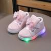 Fashion Girls Shoes Spring New Kids LED Light Shoe Soft Soled Lightweight Girl Casual Shoes Anti Slip Child Sports Shoes