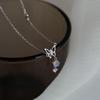 Moonlight Glazed Butterfly Necklace in S925 Sterling Silver - Sweet Heart Tassel Clavicle Chain